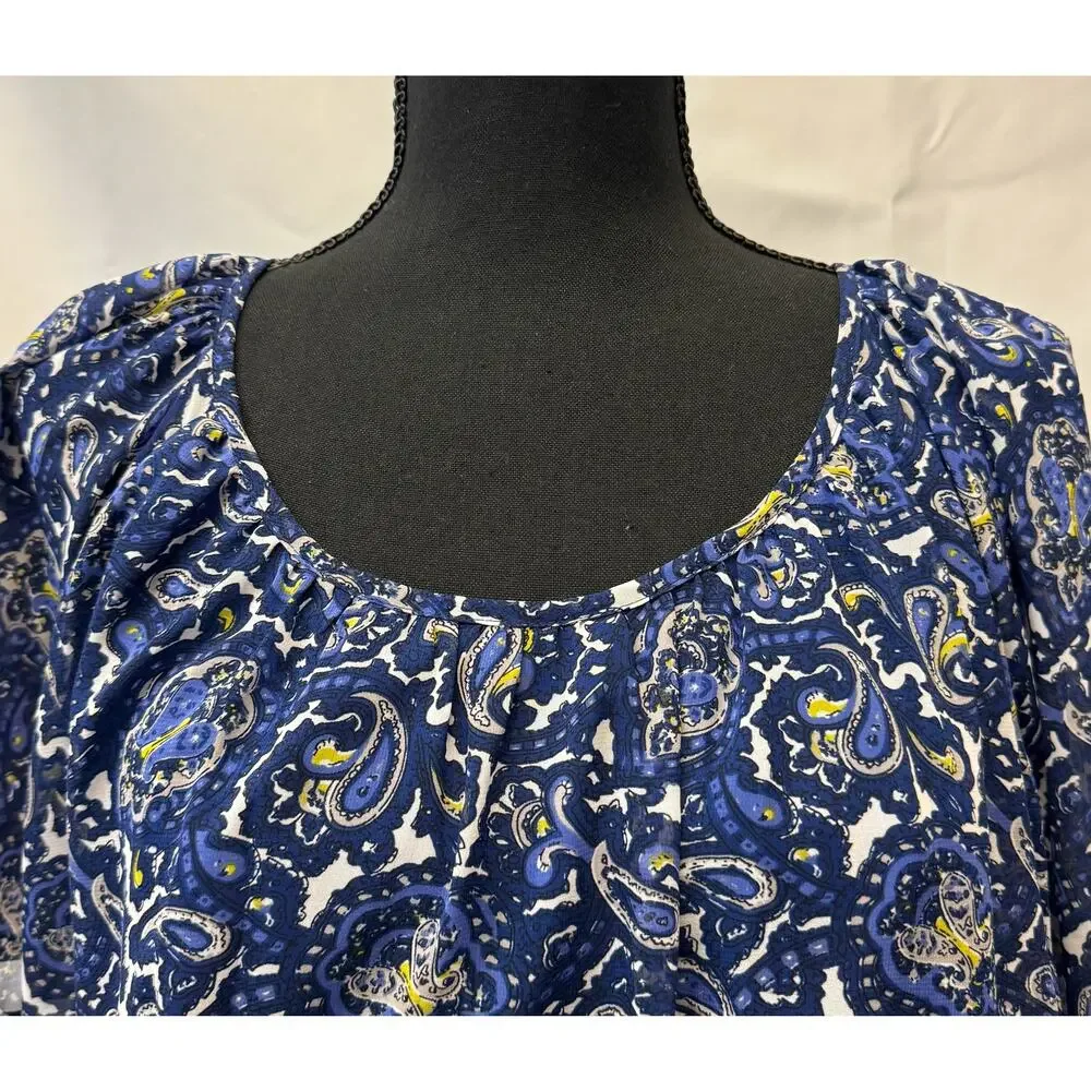 Womens Michael Kors Paisley Print Chiffon Tunic Top Size XL Flowy Church Brunch